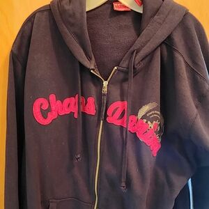 CHAPS DENIM BLUE ZIP UP HOODED SWEATSHIRT SIZE XL